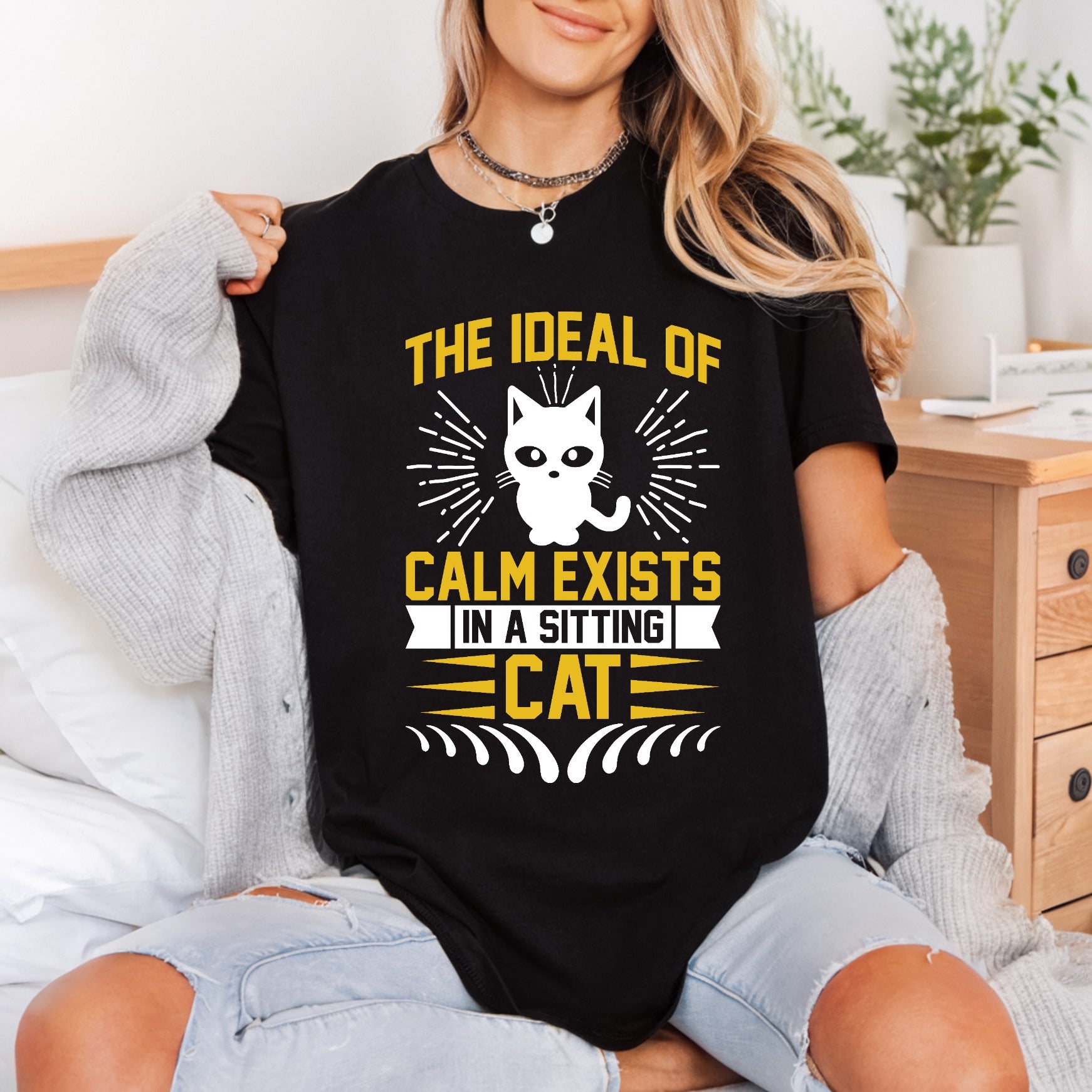 Sitting Cat Quote Cozy Mom Dad Ready to Press DTF Transfer for Dtf
