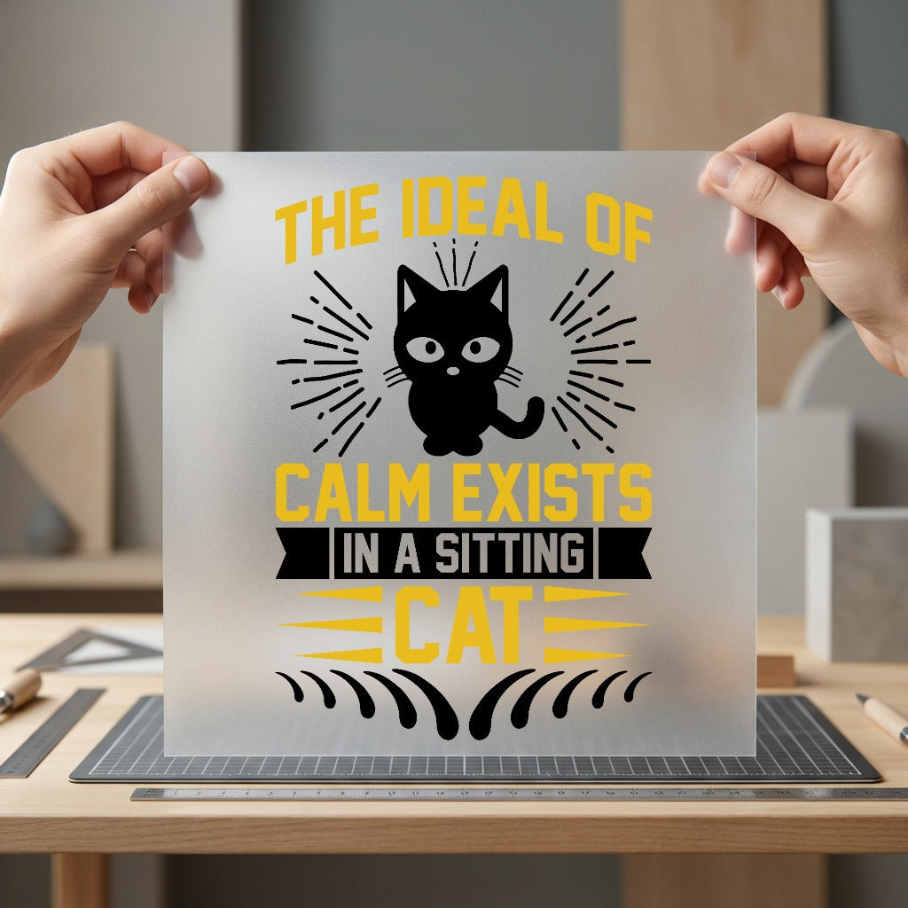 Sitting Cat Quote Cozy Mom Dad Ready to Press DTF Transfer for Dtf