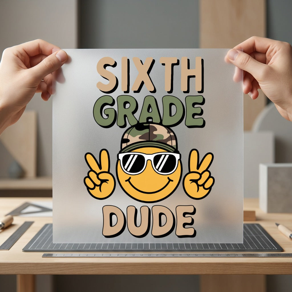 Sixth Grade Dude Back Funny Ready to Press DTF Transfer for Dtf