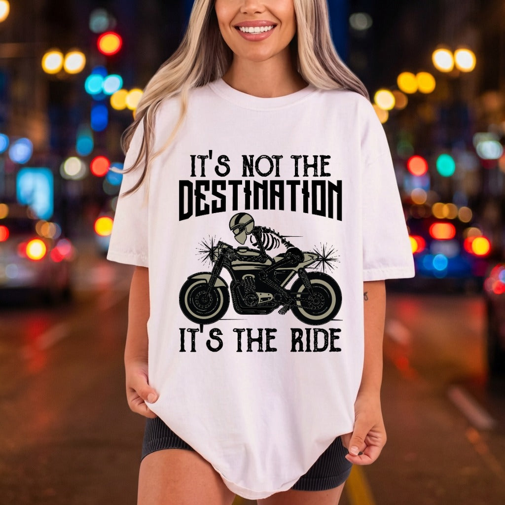 Skeleton Biker Not Destination Vintage Retro Ready to Press DTF Transfer for Dtf
