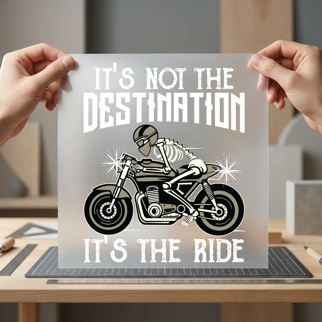Skeleton Biker Not Destination Vintage Retro Ready to Press DTF Transfer for Dtf