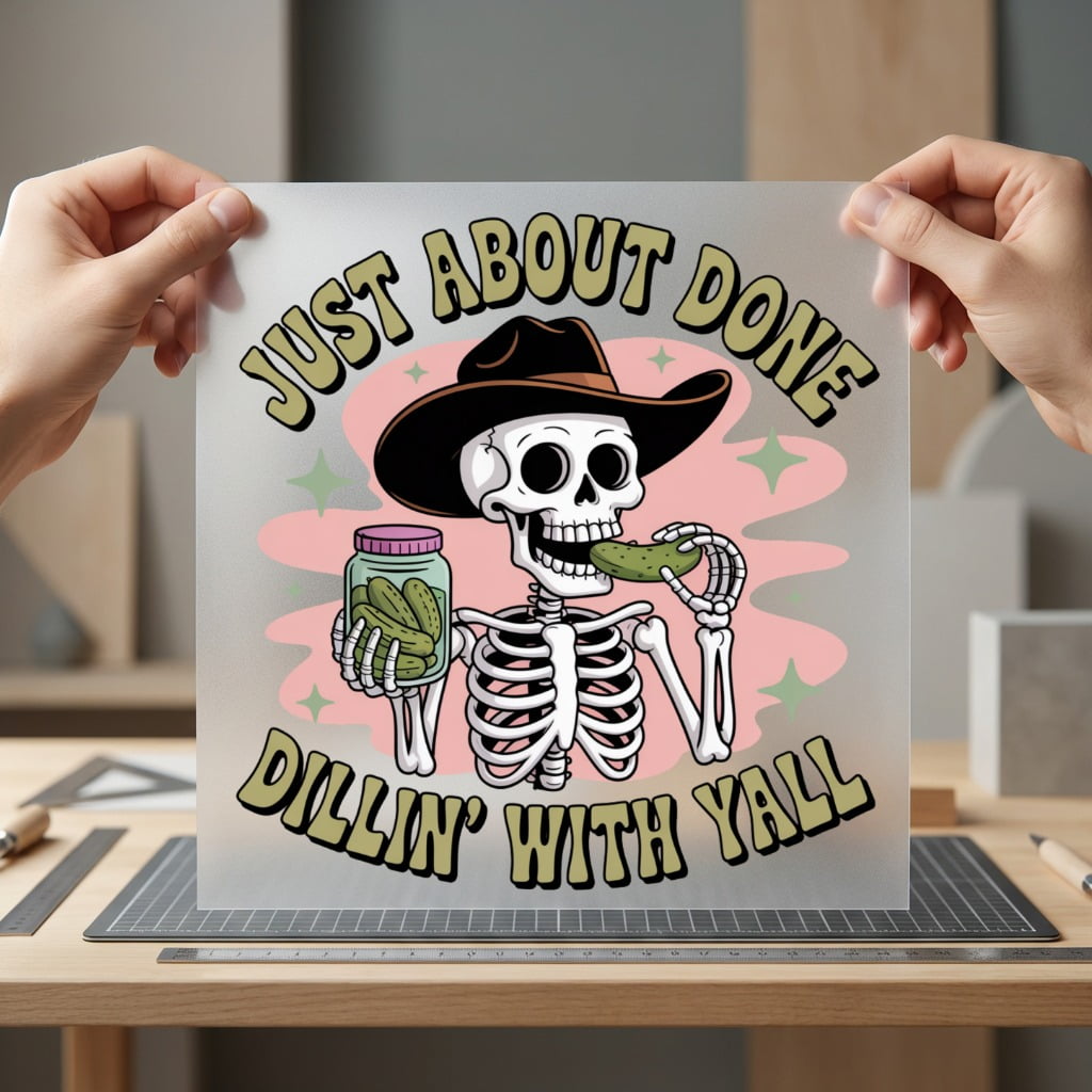 Skeleton Eating Pickles Just Usa Funny Ready to Press DTF Transfer for Dtf