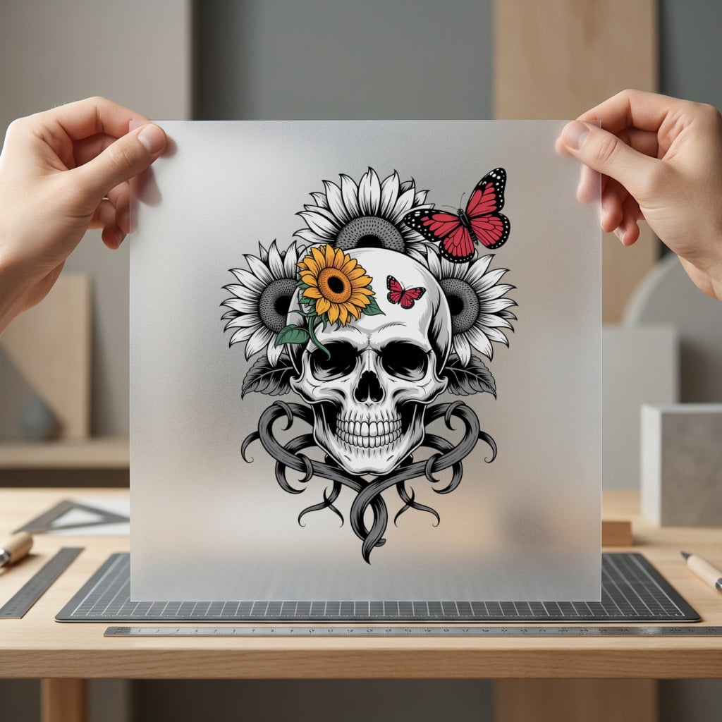 Skull Sunflower Butterfly Goth Halloween Floral Ready to Press DTF Transfer for Dtf