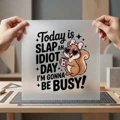Slap Idiot Day Funny Funny Sarcastic Ready to Press DTF Transfer for Dtf