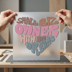 Small Biz Owner Heart Vintage Retro Ready to Press DTF Transfer for Dtf