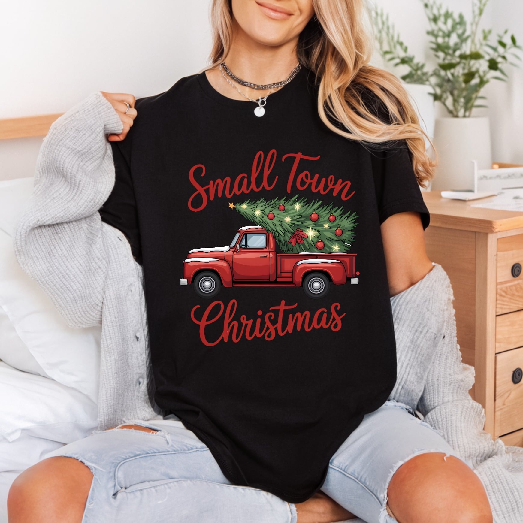 Small Town Christmas Truck Usa Christmas Ready to Press DTF Transfer for Dtf