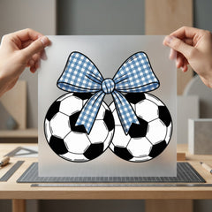 Soccer Ball Bow Gingham Mom Fitness Ready to Press DTF Transfer for Dtf