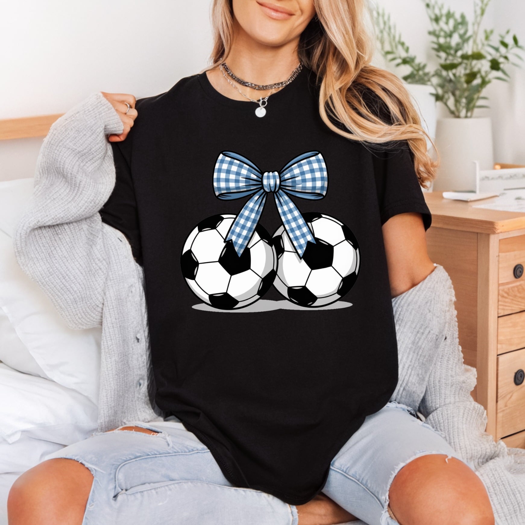 Soccer Ball Bow Sports Fitness Ready to Press DTF Transfer for Dtf