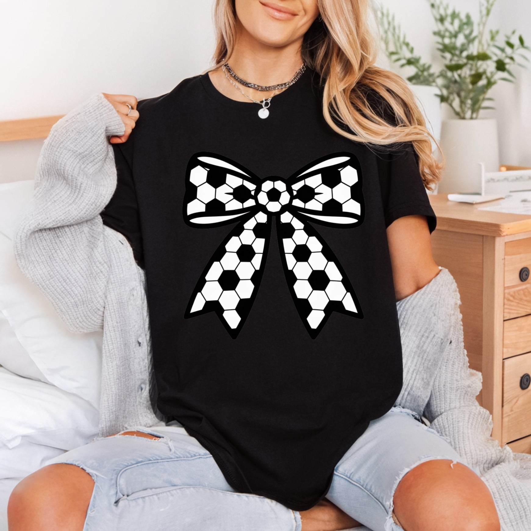 Soccer Ball Bow Sports Mom Fitness Ready to Press DTF Transfer for Dtf