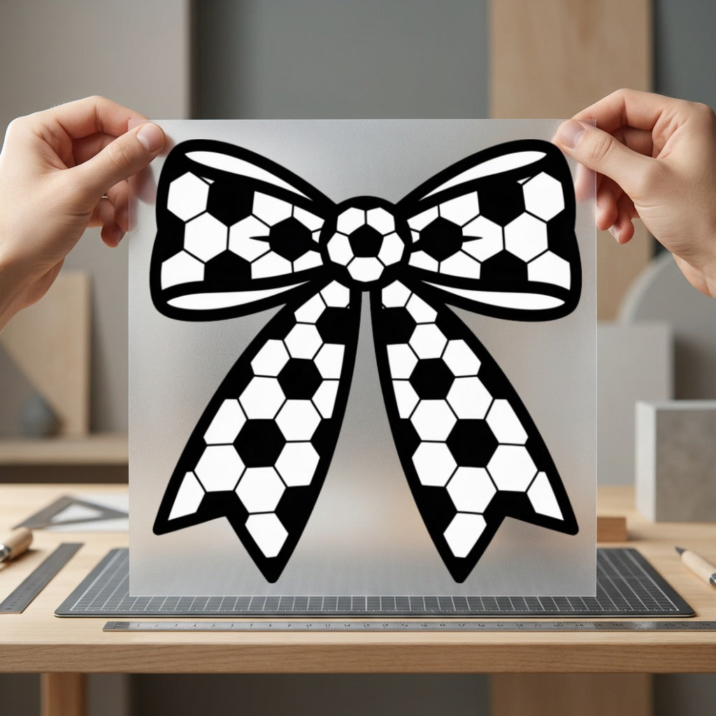 Soccer Ball Bow Sports Mom Fitness Ready to Press DTF Transfer for Dtf