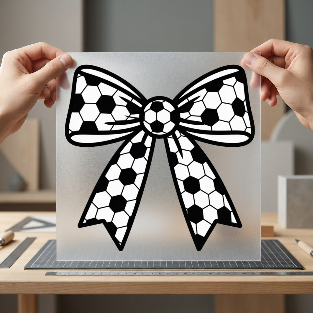 Soccer Ball Bow Sporty Mom Fitness Ready to Press DTF Transfer for Dtf