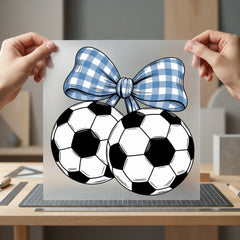 Soccer Ball Gingham Bow Mom Fitness Ready to Press DTF Transfer for Dtf