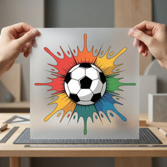 Soccer Ball Paint Splatter Mom Dad Ready to Press DTF Transfer for Dtf