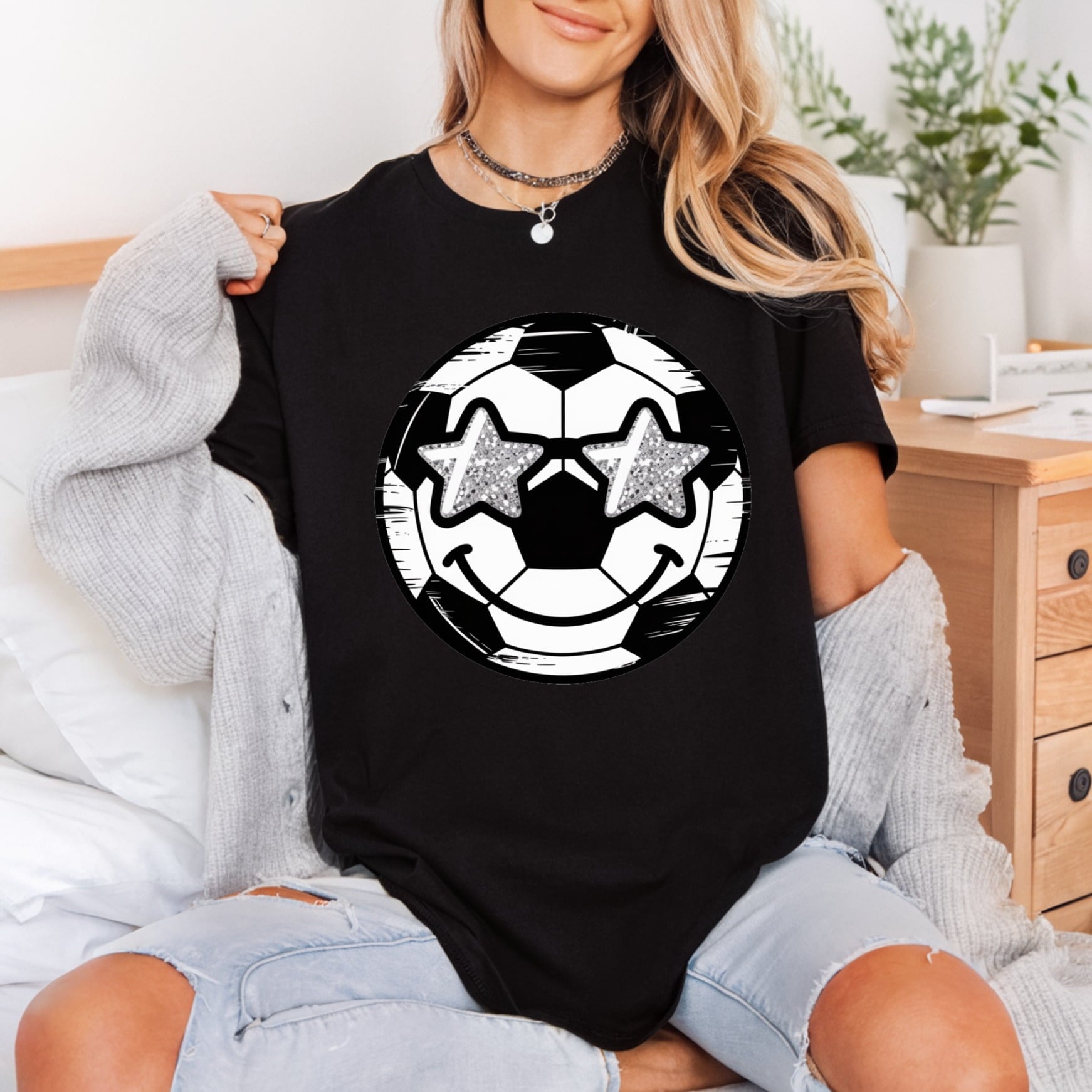 Soccer Ball Smiley Face Funny Fitness Ready to Press DTF Transfer for Dtf