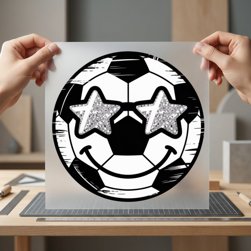Soccer Ball Smiley Face Funny Fitness Ready to Press DTF Transfer for Dtf