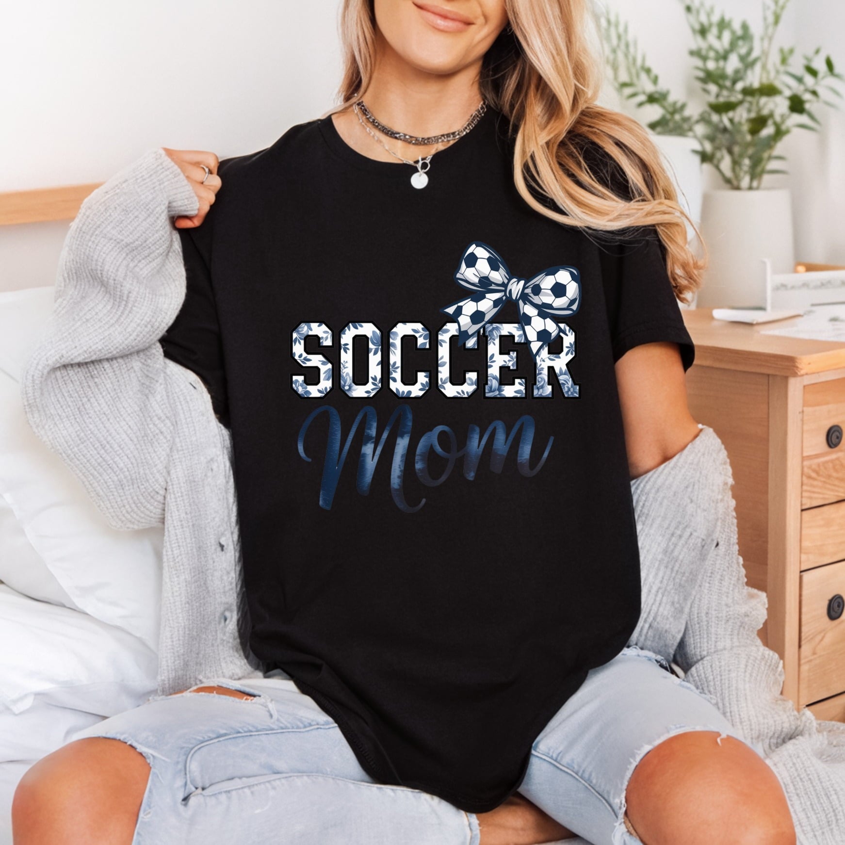 Soccer Mom Floral Bow Mom Vintage Ready to Press DTF Transfer for Dtf