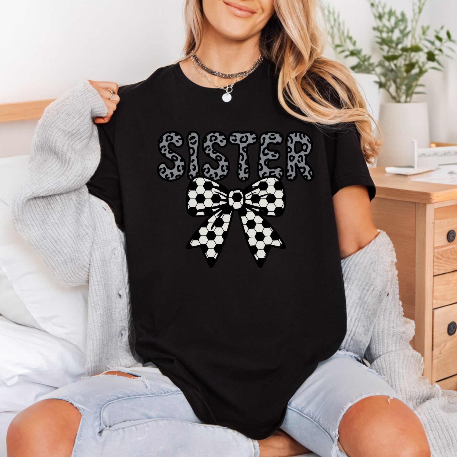 Soccer Sister Leopard Bow Fitness Leopard Ready to Press DTF Transfer for Dtf