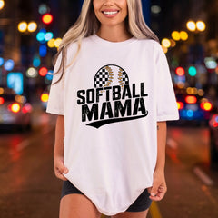 Softball Mama Checkered Ball Mom Funny Ready to Press DTF Transfer for Dtf