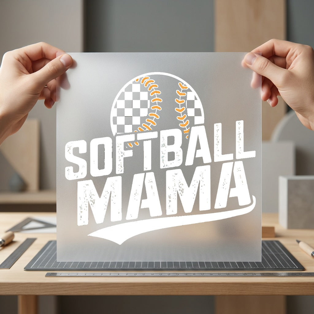 Softball Mama Checkered Ball Mom Funny Ready to Press DTF Transfer for Dtf