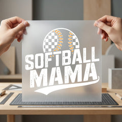 Softball Mama Checkered Ball Mom Funny Ready to Press DTF Transfer for Dtf