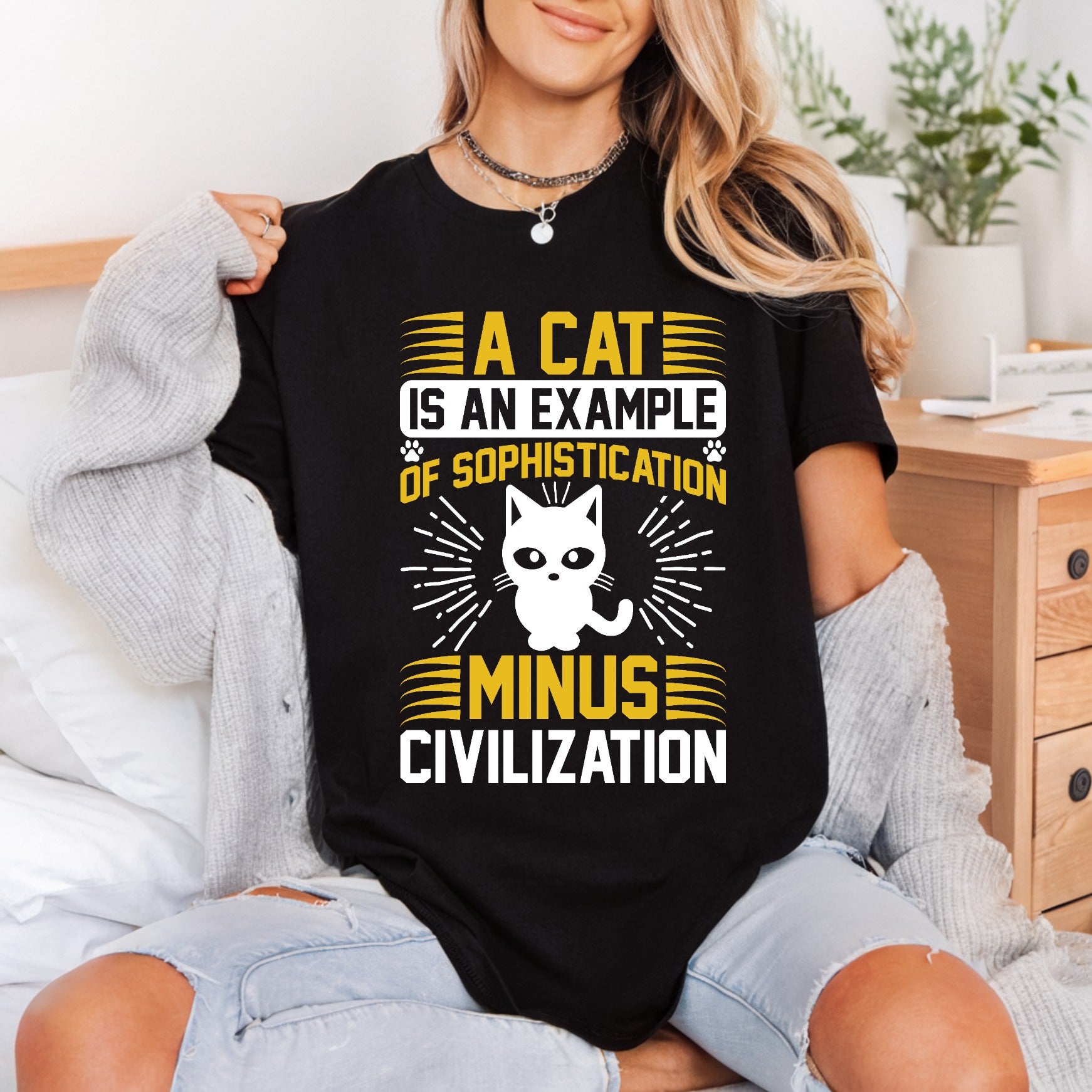 Sophisticated Cat Quote Humorous Mom Dad Ready to Press DTF Transfer for Dtf