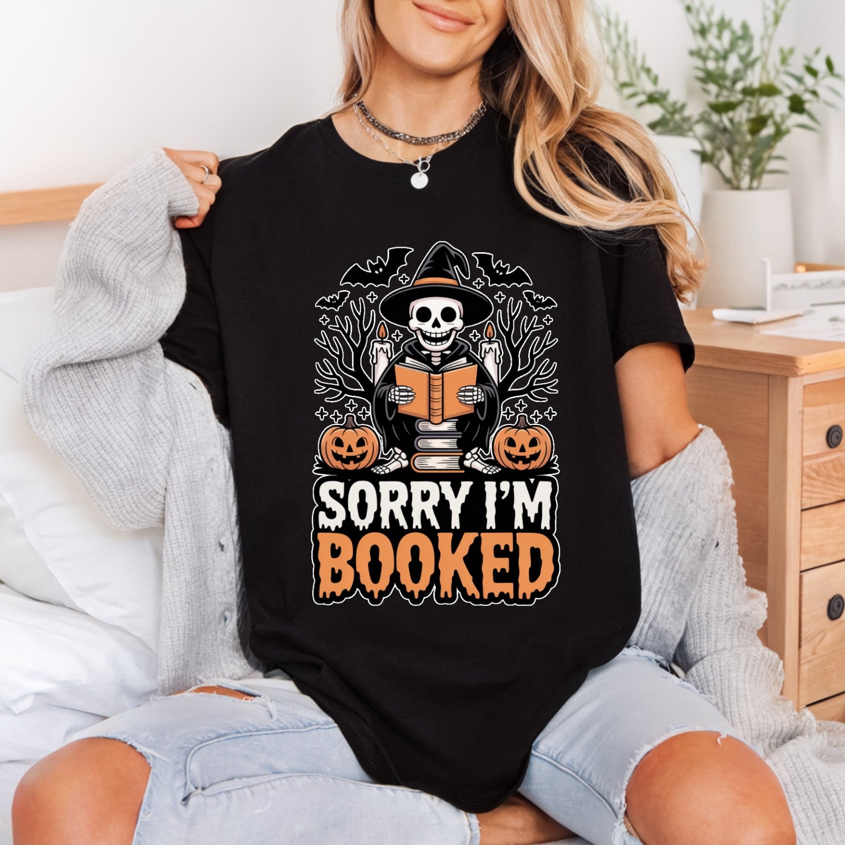 Sorry Booked Skeleton Halloween Halloween Funny Ready to Press DTF Transfer for Dtf