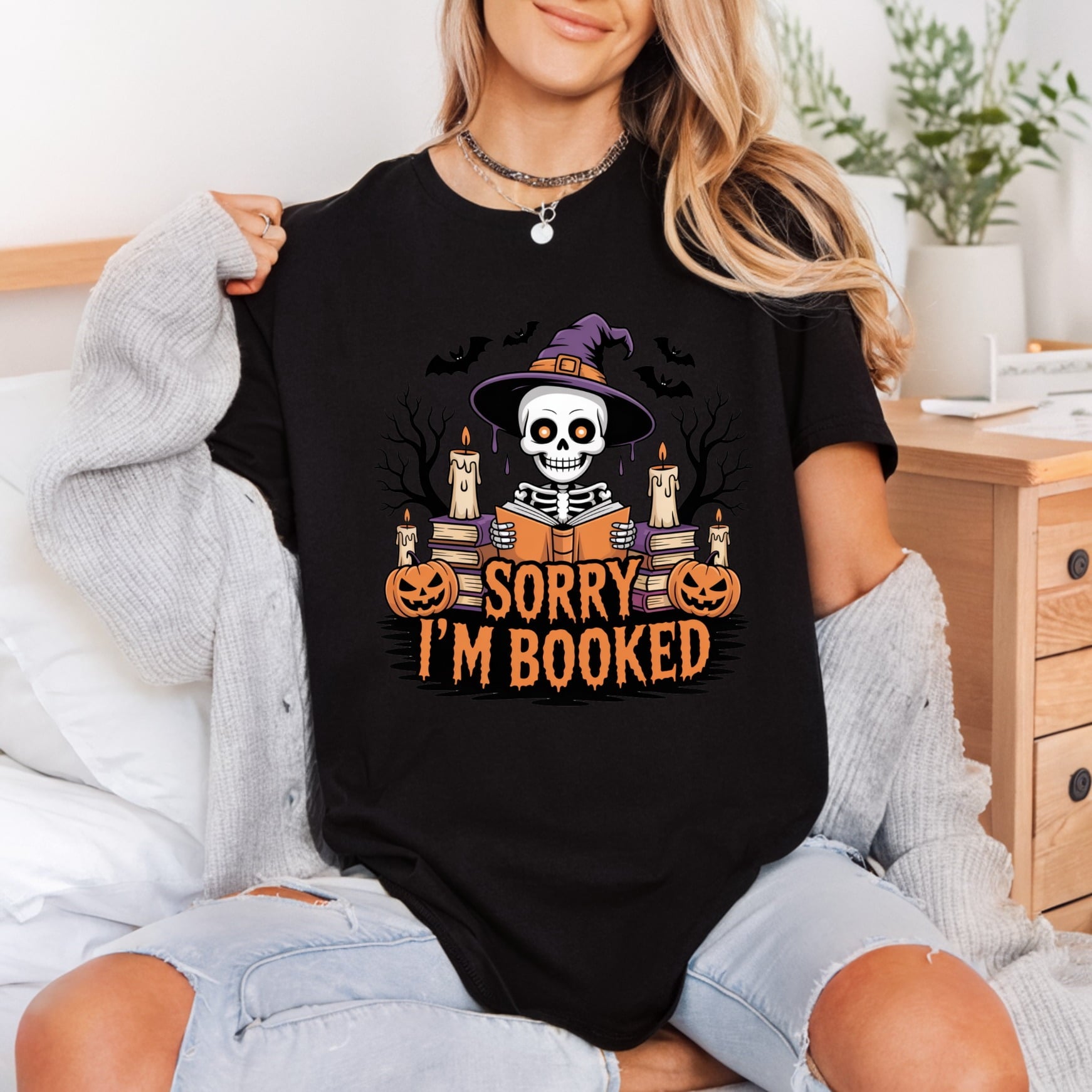 Sorry Booked Skeleton Halloween Halloween Funny Ready to Press DTF Transfer for Dtf