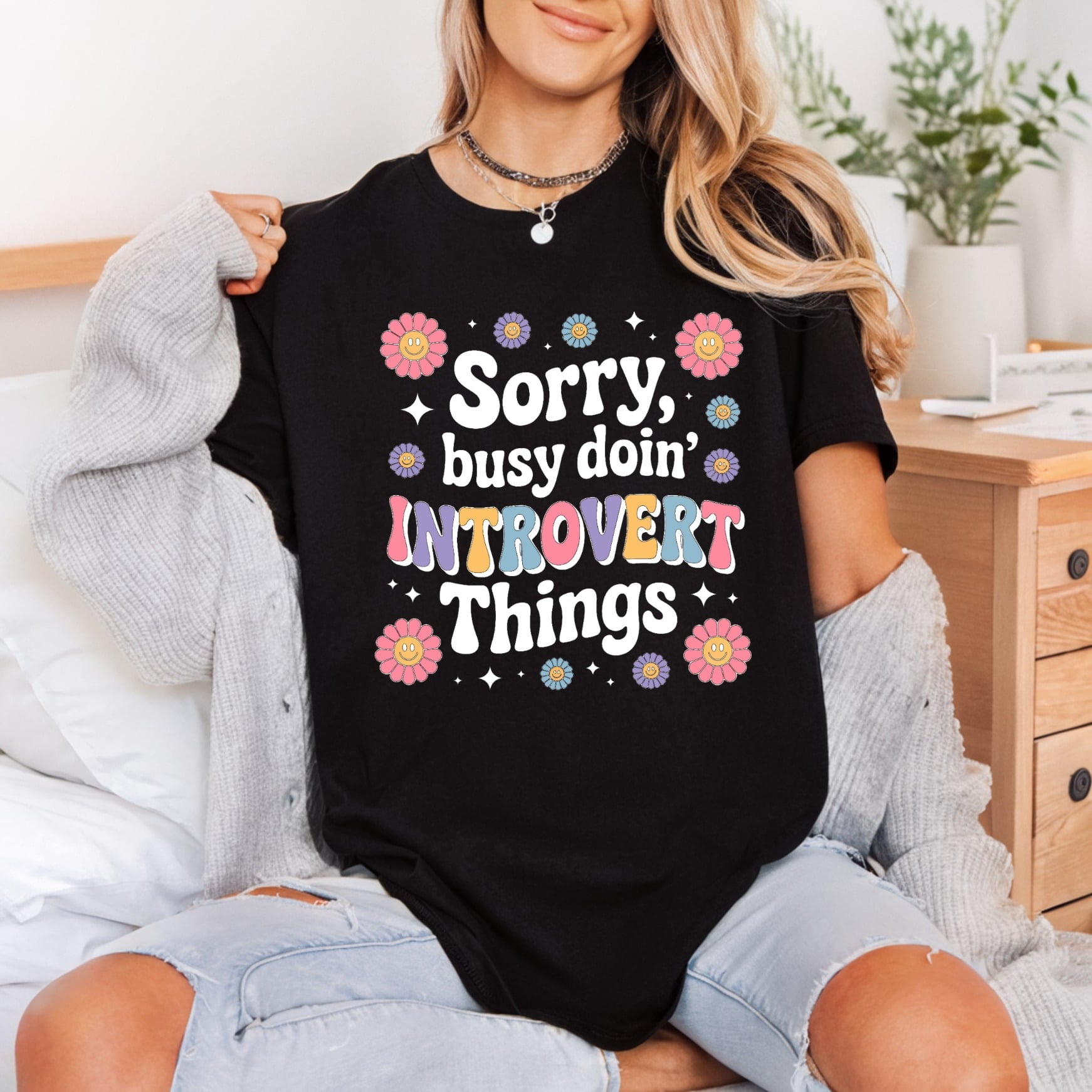 Sorry Busy Doin Introvert Funny Sarcastic Ready to Press DTF Transfer for Dtf