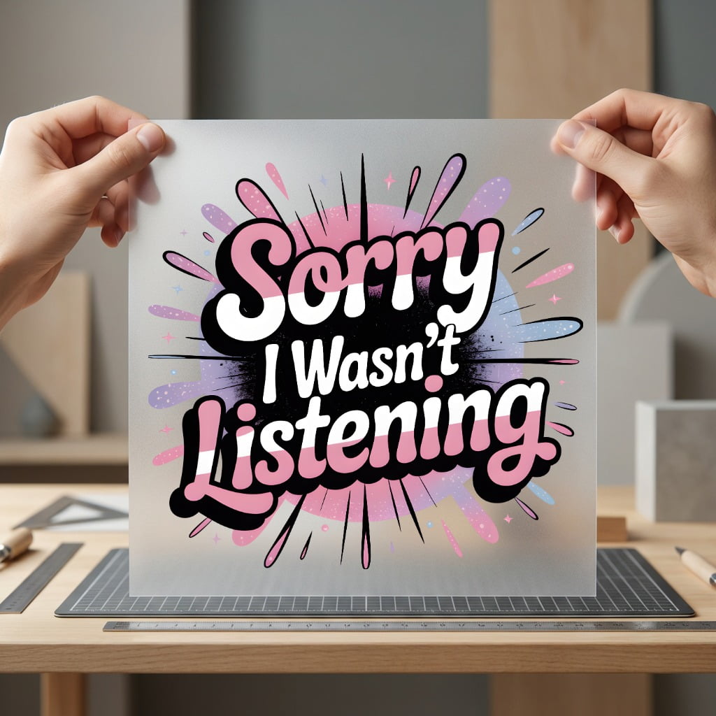 Sorry Wasn Listening Humorous Funny Sarcastic Ready to Press DTF Transfer for Dtf