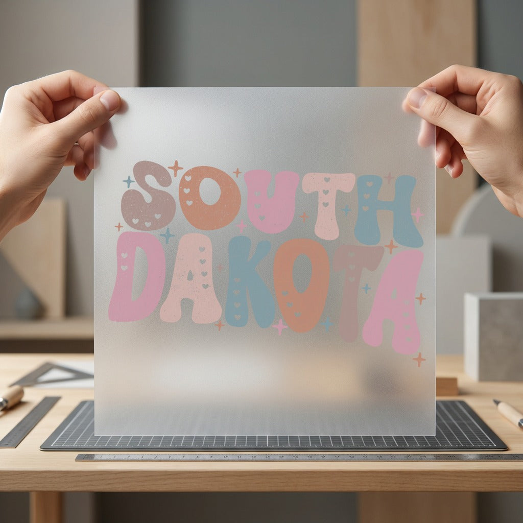 South Dakota Retro Bubble Usa Retro Ready to Press DTF Transfer for Dtf