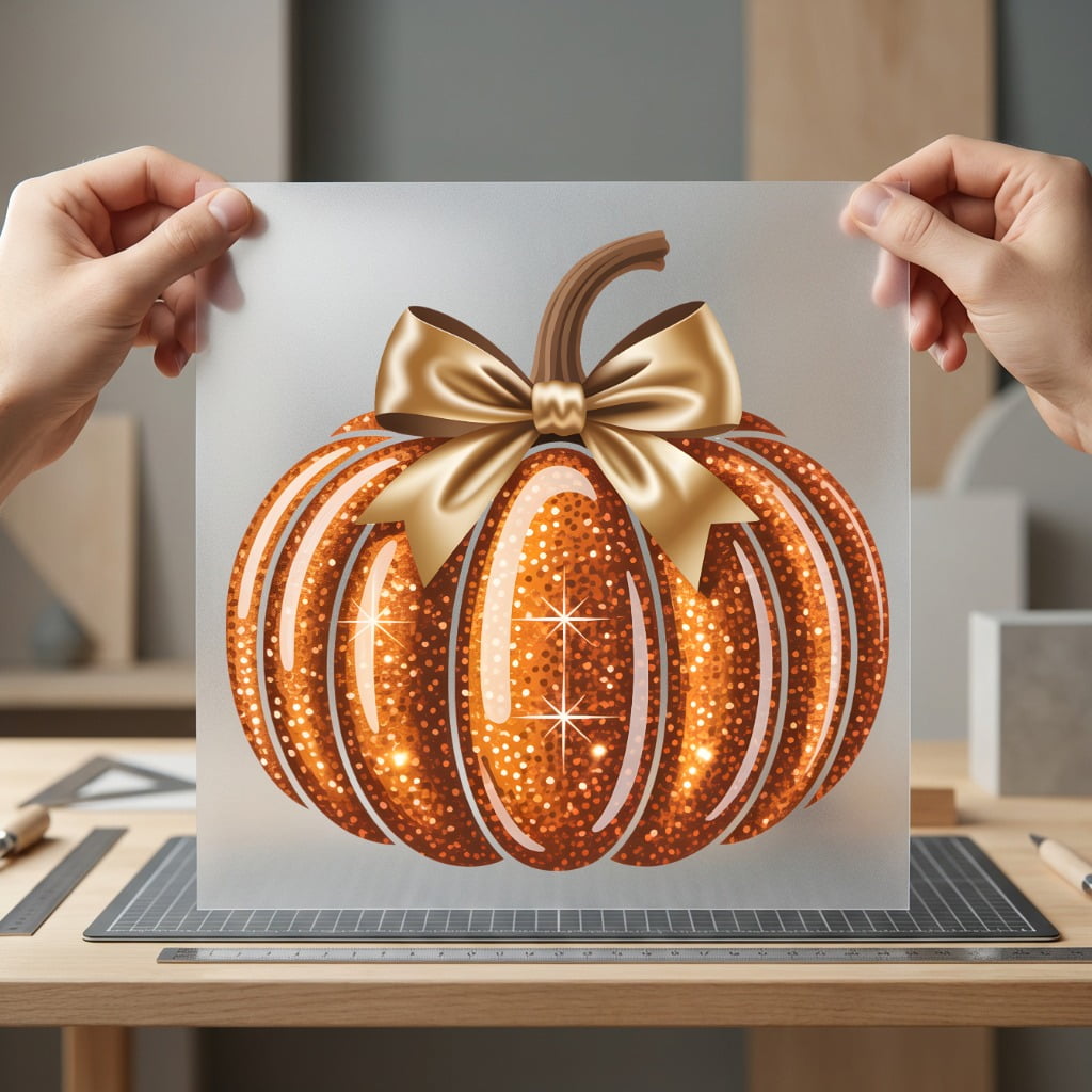 Sparkle Glitter Pumpkin Bow Halloween Thanksgiving Ready to Press DTF Transfer for Dtf