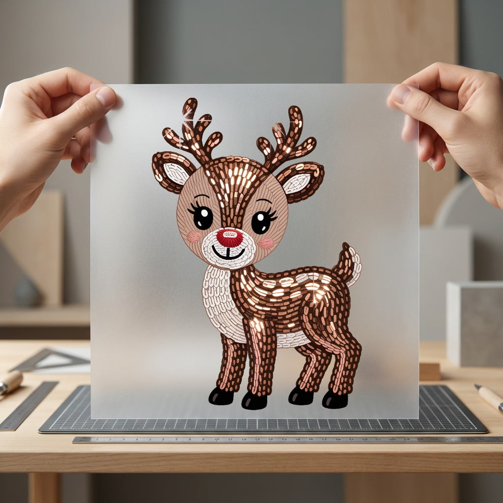Sparkly Sequin Reindeer Christmas Christmas Funny Ready to Press DTF Transfer for Dtf