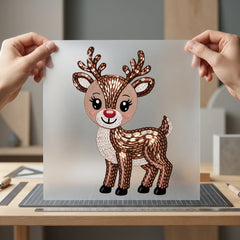 Sparkly Sequin Reindeer Christmas Christmas Funny Ready to Press DTF Transfer for Dtf