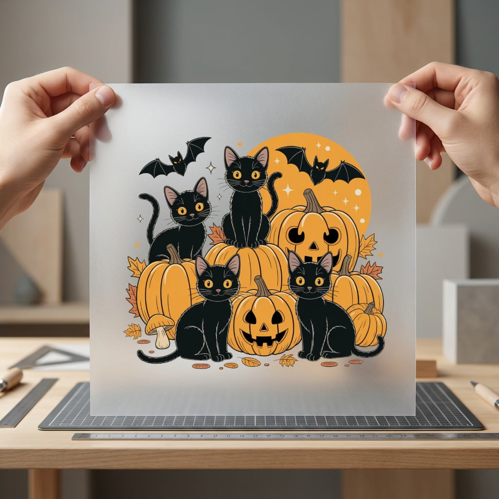 Spooky Black Cats Pumpkins Halloween Fall Ready to Press DTF Transfer for Dtf