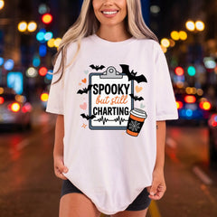 Spooky But Still Charting Halloween Nurse Ready to Press DTF Transfer for Dtf