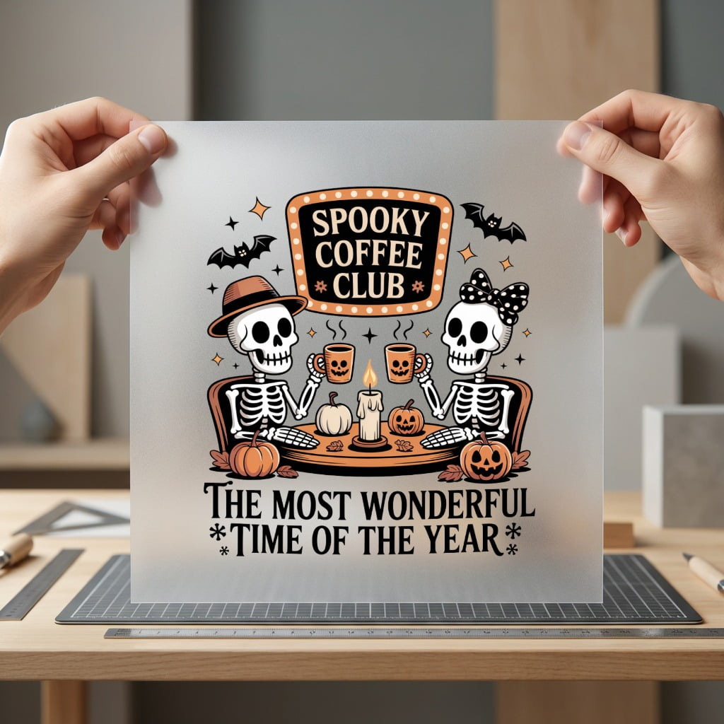 Spooky Coffee Club Skeletons Halloween Vintage Ready to Press DTF Transfer for Dtf