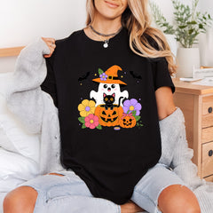 Spooky Ghost Cat Halloween Halloween Autumn Ready to Press DTF Transfer for Dtf
