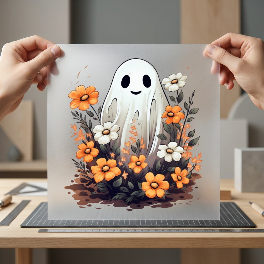 Spooky Ghost Floral Halloween Halloween Floral Ready to Press DTF Transfer for Dtf