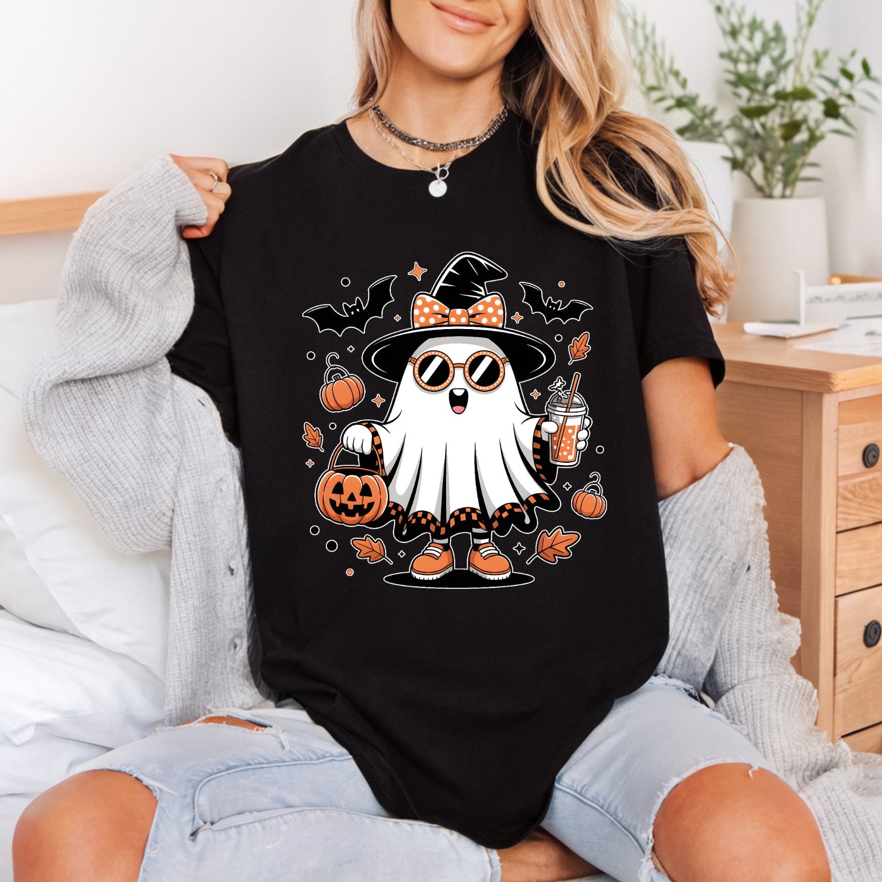 Spooky Ghost Halloween Retro Halloween Autumn Ready to Press DTF Transfer for Dtf