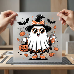 Spooky Ghost Halloween Retro Halloween Autumn Ready to Press DTF Transfer for Dtf