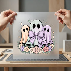 Spooky Ghosts Pastel Diy Halloween Aesthetic Ready to Press DTF Transfer for Dtf