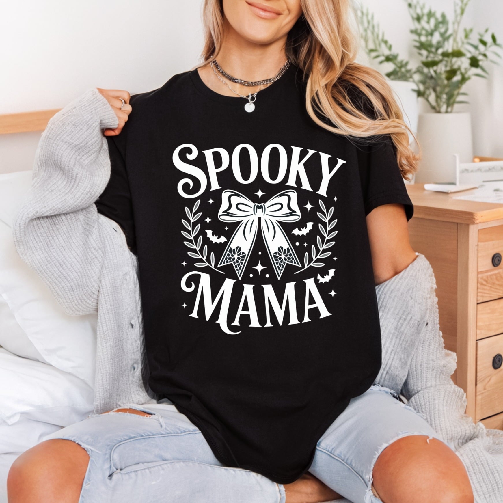 Spooky Mama Bow Halloween Halloween Mom Ready to Press DTF Transfer for Dtf