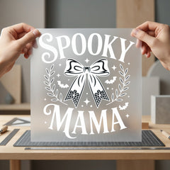 Spooky Mama Bow Halloween Halloween Mom Ready to Press DTF Transfer for Dtf