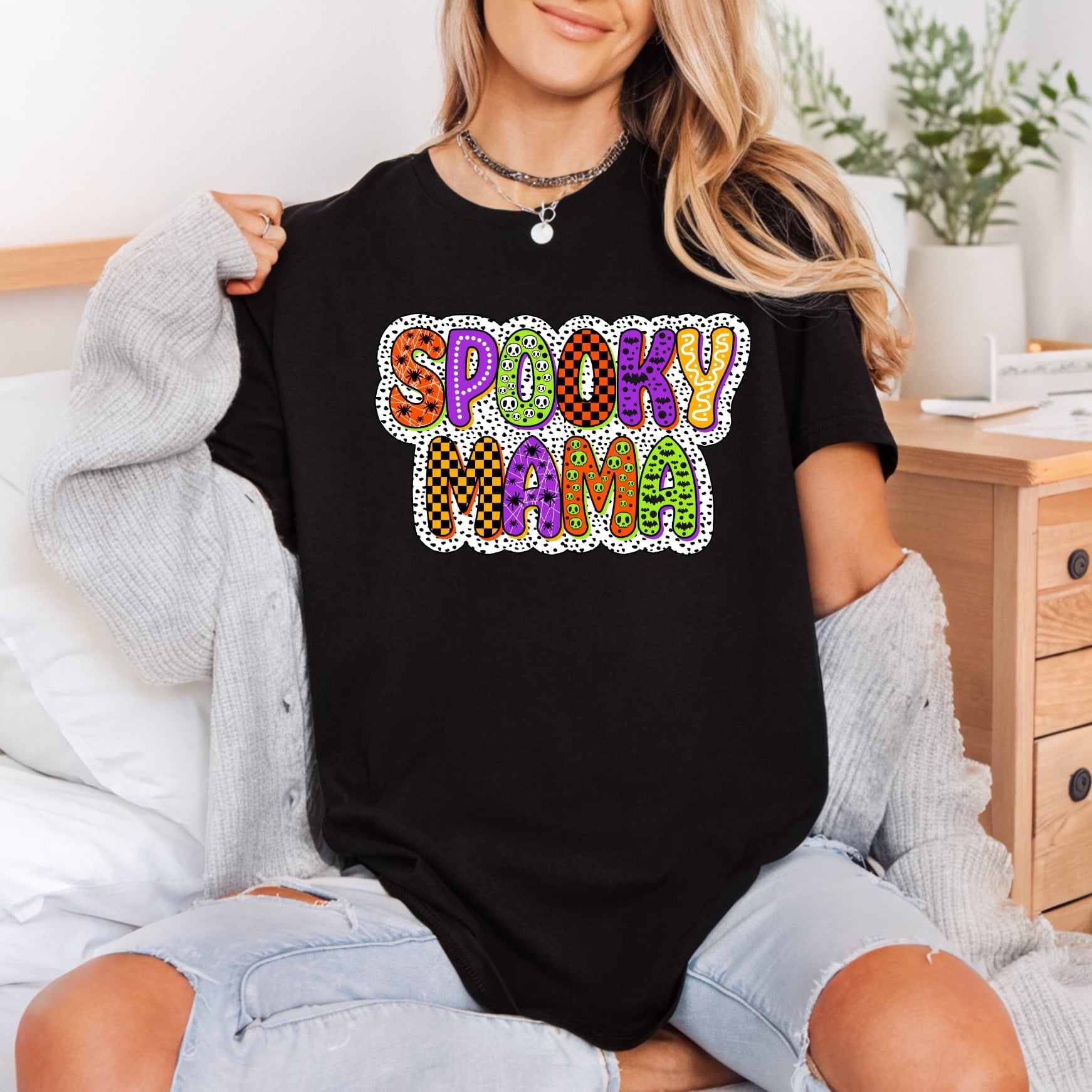 Spooky Mama Halloween Font Halloween Mom Ready to Press DTF Transfer for Dtf
