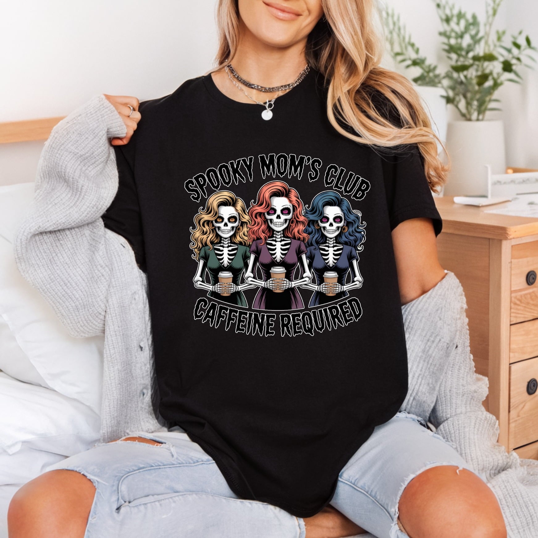 Spooky Mom Club Caffeine Halloween Mom Ready to Press DTF Transfer for Dtf