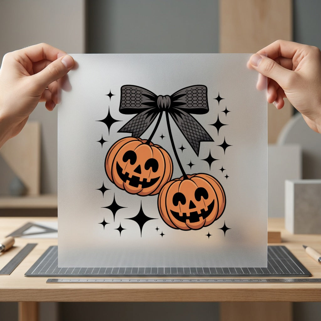Spooky Pumpkin Bow Halloween Halloween Fall Ready to Press DTF Transfer for Dtf