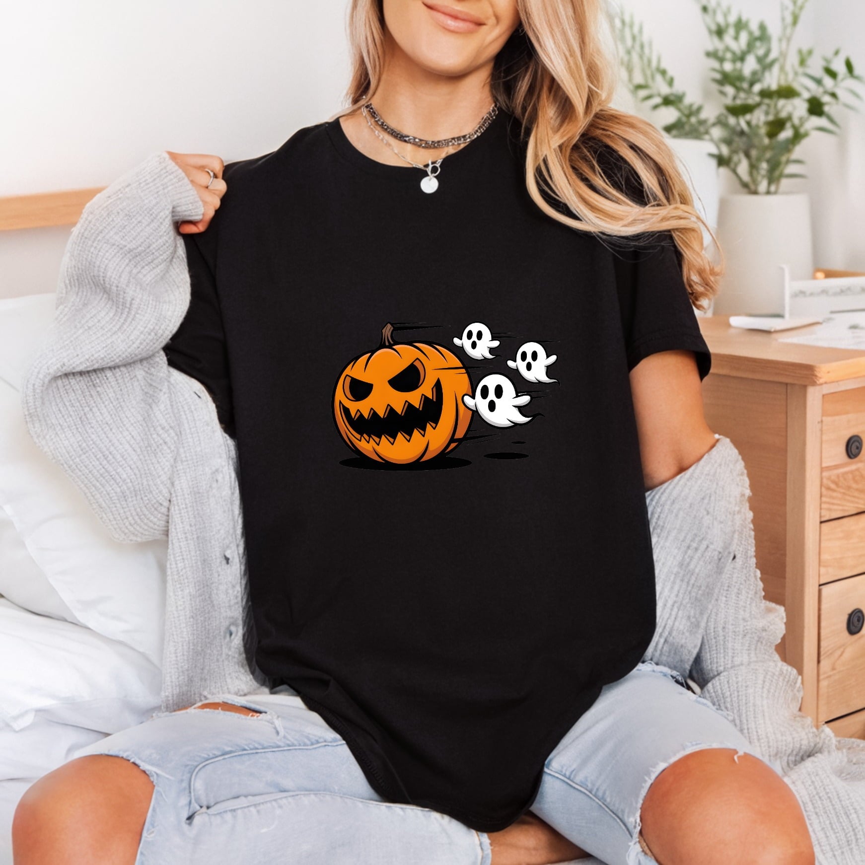 Spooky Pumpkin Ghosts Halloween Halloween Fall Ready to Press DTF Transfer for Dtf