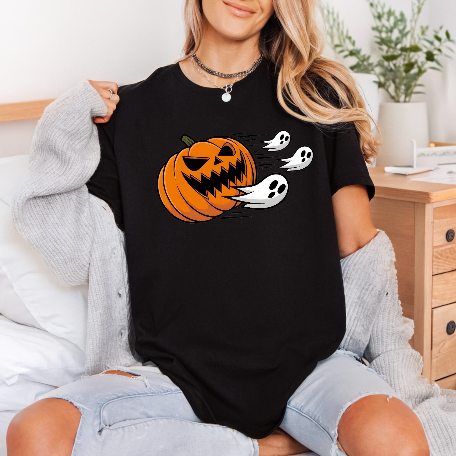 Spooky Pumpkin Ghosts Halloween Halloween Funny Ready to Press DTF Transfer for Dtf