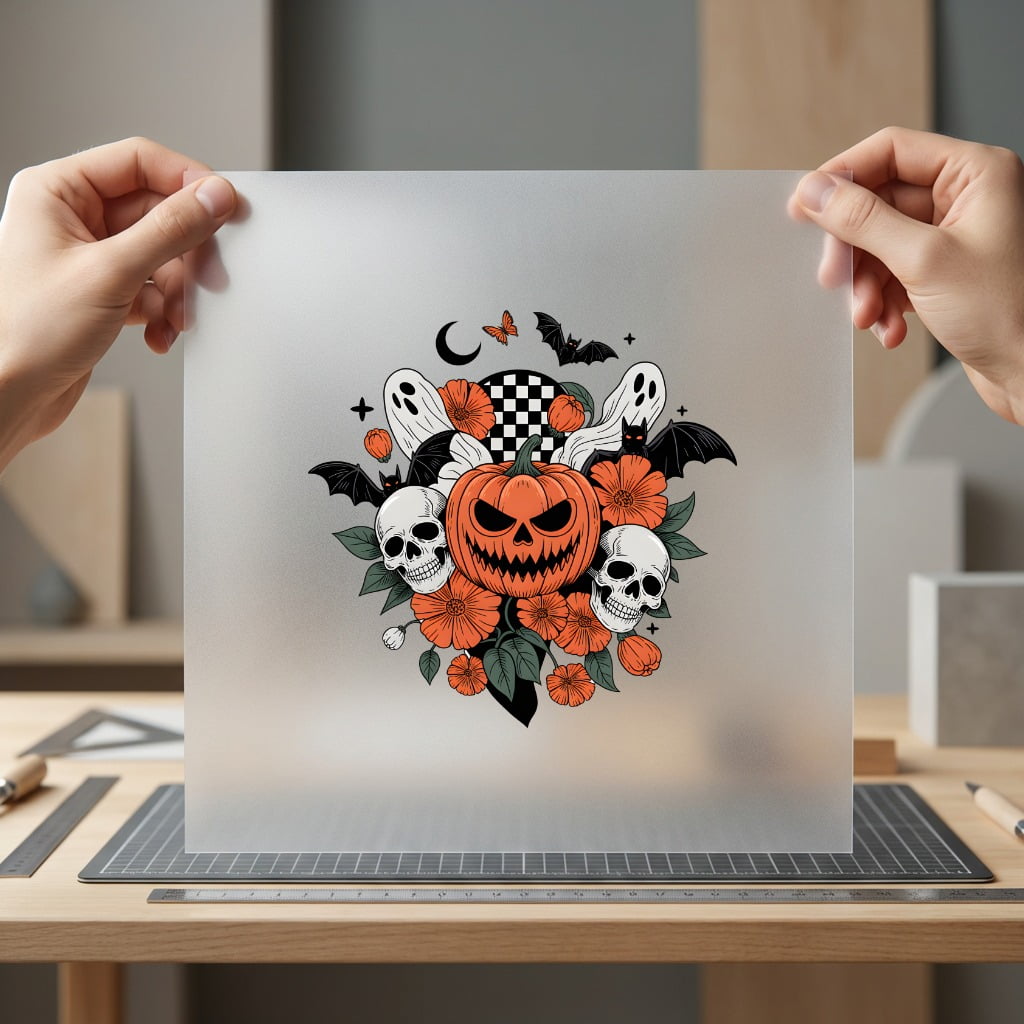 Spooky Pumpkin Skulls Halloween Halloween Vintage Ready to Press DTF Transfer for Dtf