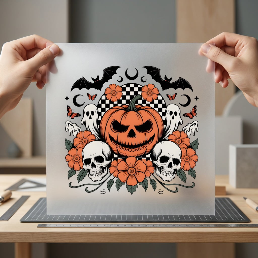 Spooky Pumpkin Skulls Halloween Halloween Vintage Ready to Press DTF Transfer for Dtf